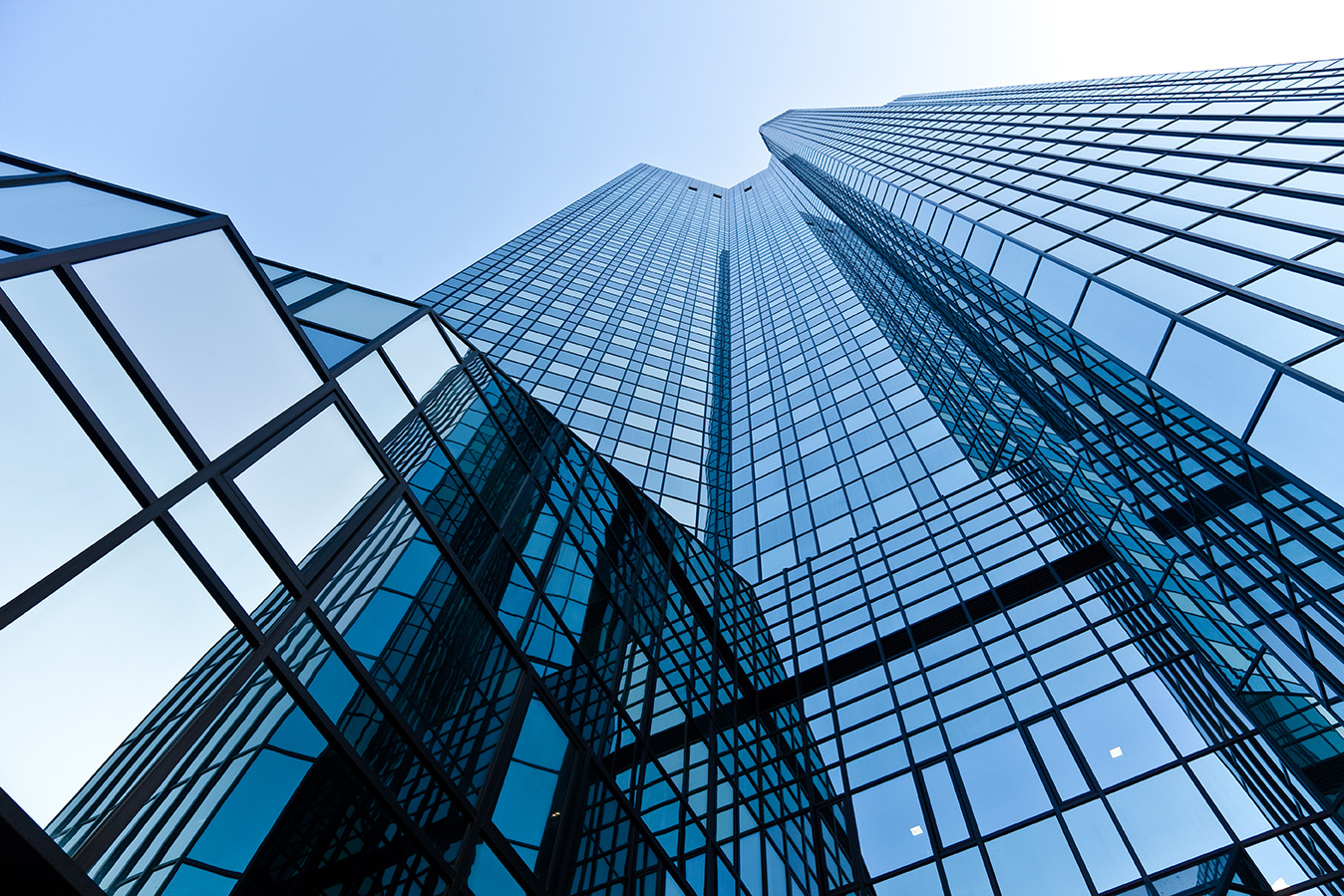 Low angle shot of a glass building